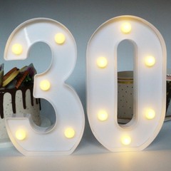 Light Up Numbers 30 Sign 7.88 Inch LED 30th Birthday Centerpiece Decoration