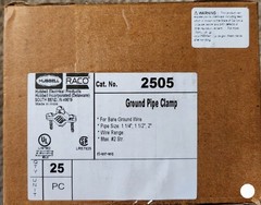Box of 25 – Hubbell RACO 2505 Bronze Ground Pipe Clamp, 1-1/4in to 2in