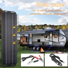 30W Solar Panel 12V Trickle Charger Battery Charger Kit Maintainer Boat Car RV