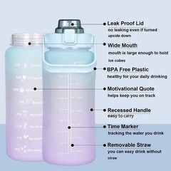 2 Liter Large Capacity Sports Water Bottle Leak Proof Colorful Plastic Cup Drink