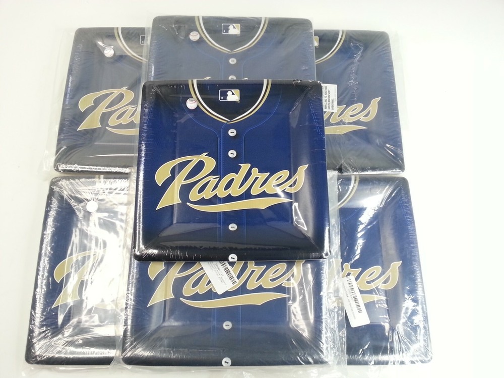 NEW 126pc Sealed San Diego Padres MLB Baseball Party Plates Square 10.25 Inch