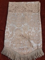 JCPENNY Wave Valance Tan Light Brown Silver Scroll Fringe Rod Pocket 24×54 1pc