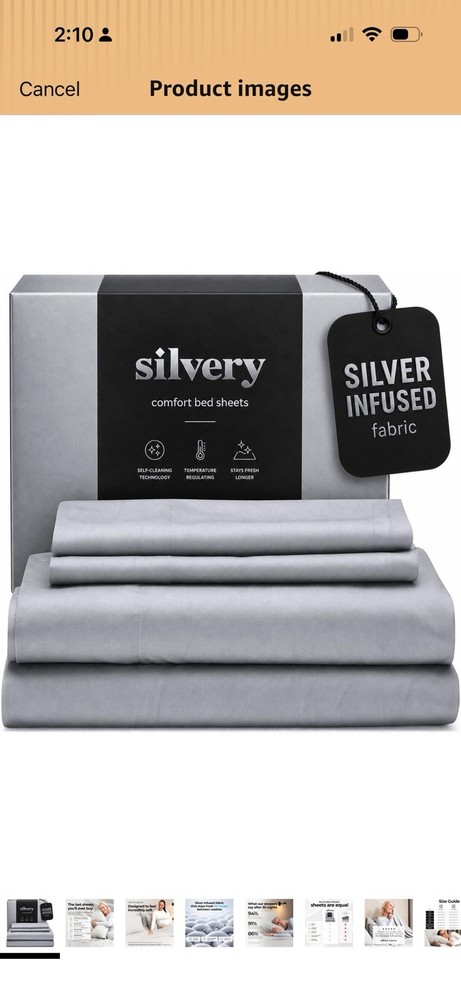 Silvery Queen bedding Silver infused technology Gray