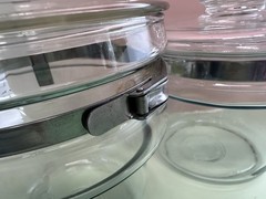 Great Vintage PYREX Double Boiler Clear Glass With Both Lids & Stainless Steel