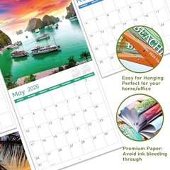 2026 Calendar – 2026 Wall Calendar, Jan 2026 – Dec 2026, 12″ x 24″ (Open),