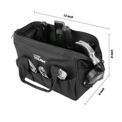89-Piece Black Household Tool Set with 12-Pocket Tool Bag