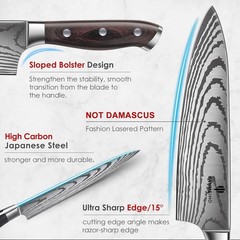 SANMEHO 16-Piece Stainless Steel Knife Block Set Knives+Sharpener