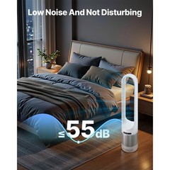40″ Bladeless Tower Fan HEPA Air Purifier w/Remote Timer Oscillating Floor Fan