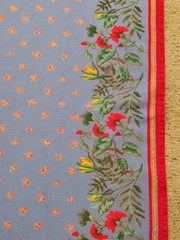 Vtg Williams Sonoma Provence Blue Red Floral Tablecloth Bees 70×102