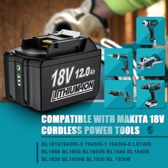 18V 12.0Ah BL1860B Battery For Makita 18 Volt 6.0Ah LXT Li-Ion BL1830 / Charger