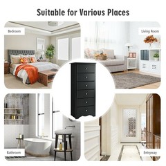 6 Drawer Chest Dresser Clothes Storage Bedroom Tall Furniture Cabinet Black