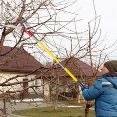 Manual Pole Saw Extendable Tree Pruner 30ft Fiberglass Pole Hook Knife