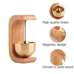 Magnetic Wood Doorbell Shopkeepers Bell Brass Entryway Wind Chime Home Decor