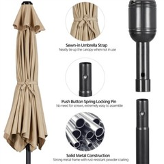 7.5/9/10/11FT Patio Umbrella Market Table Umbrella Outdoor w/Push Button Tilt