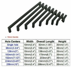 Matte Black Square Modern Cabinet Handles Pulls Kitchen Drawer Stainless Steel
