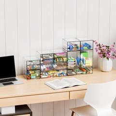 Yieach 4 Pack Clear Stackable Storage Drawers,4.4” 4 PCS, Clear-4.4 In Tall