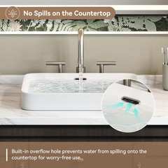HOROW 18”x13” Drop in Bathroom Sink Semi Recessed Ceramic Vessel with Overflow