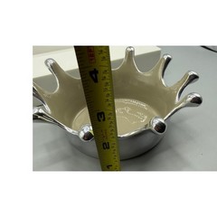 Lunares San Francisco Silver Splash Crown Bowl Silver Tone & Tan Enamel 7.5″