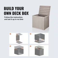 Outdoor Storage Box, 31 Gal. Resin Deck Box, Backyard outside Toy and Towel Stor
