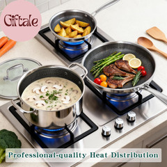 14 Piece Hybrid Stainless Steel Cookware Set Nonstick Pots and Pans