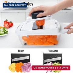 8 Blade All-in-1 Vegetable Chopper Mandoline Slicer with Container, Food Chopper