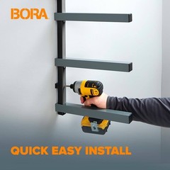BORA 24.25 in. H x 72 in. W x 12.5 in. D Black/Gray 4-Level Garage Wall Rack