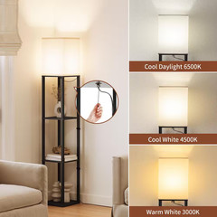 63 In. Black Floor Lamp with Shelves, LED Standing Lamp 1000 Lumens, Column Floo