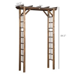 7 ft Natural Wooden Backyard Pergola w/ Side Panel for Climbing Vines