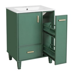 Bathroom Vanity with/Sink Solid Wood Frame Storage Cabinet w/Door Shelf, Drawer