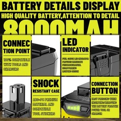 2 Pack 18V 8.0Ah Lithium Ion Battery for Ryobi 18V One P108 P107 P109 P102 P103