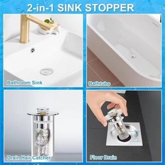 2-Pack Bathroom Sink Stopper Hair Catcher Bathroom Pop Up Sink Drain Filter US
