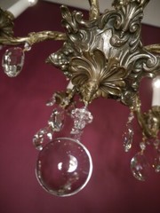 ANTIQUE CHANDELIER 9 LAMP CRYSTAL GLASS SILVER NICKEL LIGHTNINGs