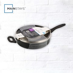 Large Deep Frying Pan With Glass Lid Non Stick Saute Fry Pan 2 Handle 4 QT