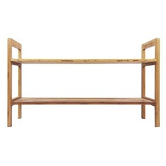 15.5 In. H 8-Pair 2-Tier Brown Bamboo Shoe Rack