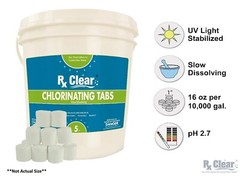 Rx Clear 1″ Inch 99% Trichloro Stabilized Swimming Pool Chlorine Tablets – 5 lbs