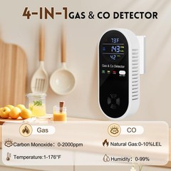 4PCS Carbon Monoxide & Natural Gas Detector Plug in Gas & CO Monitor Alarm Sound