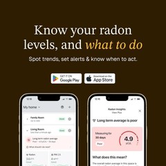 Airthings 325 Corentium Home 2 Smart Digital Radon Detector – 1 Pack, Black
