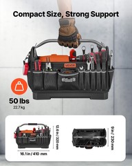VEVOR Tool Bag 16.1 In 33-Pocket Open Top Tool Tote Electrical Toolbox with Base