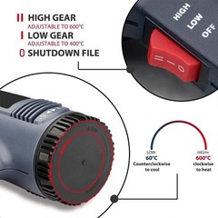 2500W Electric Heat Gun with LCD Display, Dual Temperature Control+4 Nozzles