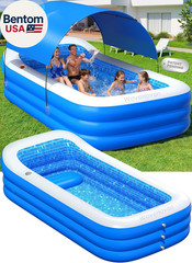 2026 Inflatable Pool with Canopy,Upgraded Blow up Pool for Adults&Kids,Large Inf