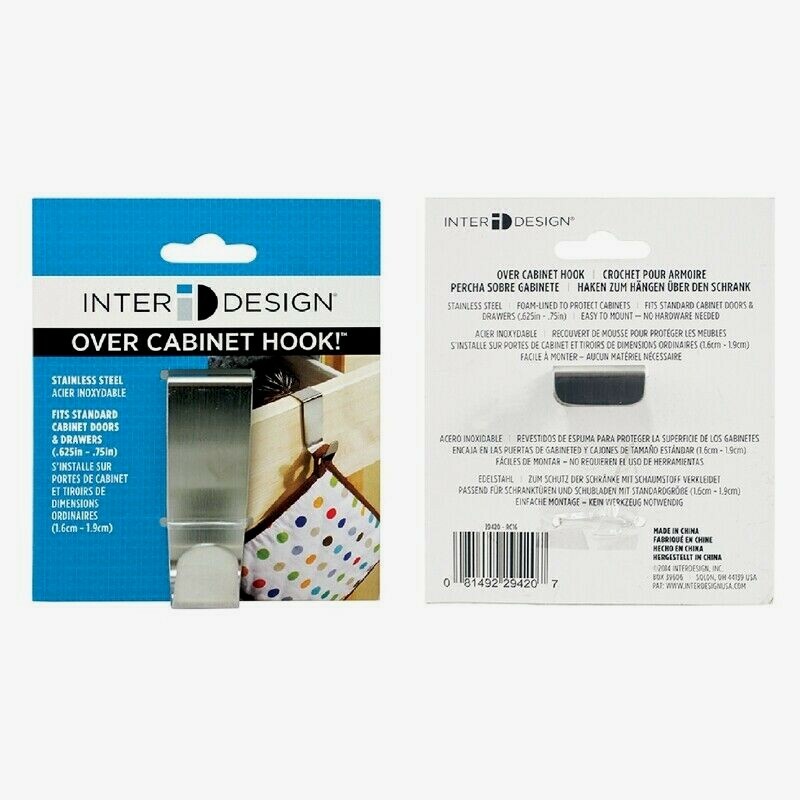 InterDesign Over Cabinet HOOK Small Kitchen 3-1/4″ Brushed Nickel Silver 29420