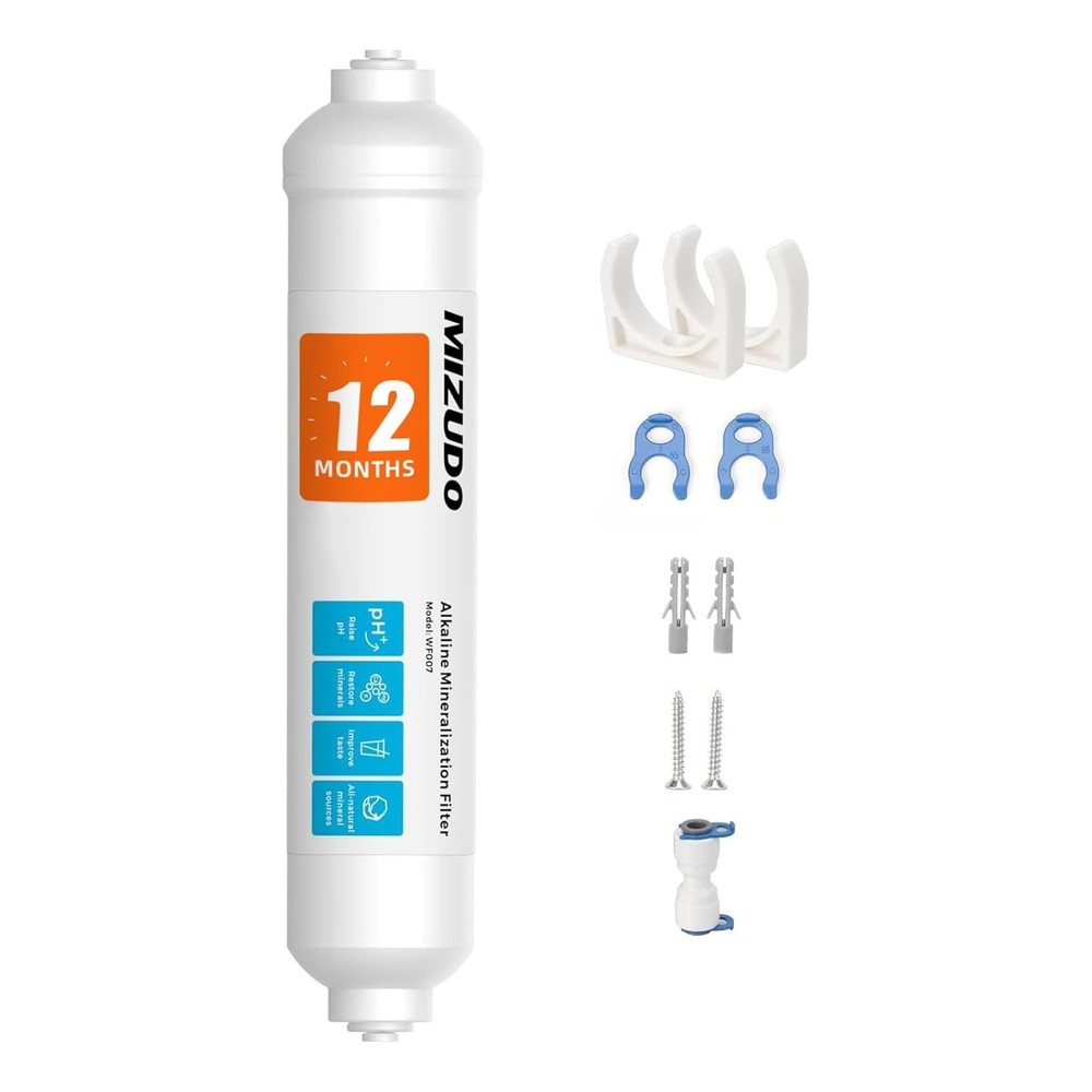 12 Months Remineralization Filter, 1/4″ Quick Connect Alkaline Filter for RO
