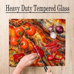 Petrified Wood Grain Agate Marble Kitchen Glass Cutting Board Decorative Gift…