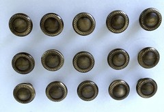 Lot 15 Cabinet Knob Pulls Newport Solid Antique Brass Round Rope Preowned VGC