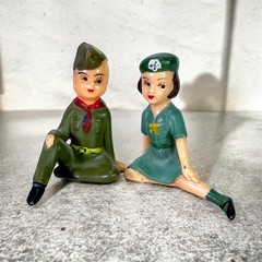 2 Vintage Wilton Girl Scout Cake Toppers / Antique Wilton Girl Scout Cake Topper