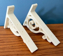 2 Decorative White Shelving Brackets 5 in X 6.5 in Durable Strong Elegant Sturdy