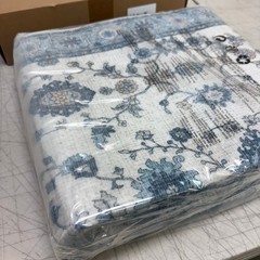 Low Pile Runner Rug, 2x10ft, Abstract, Machine Washable- Vintage Floral Blue