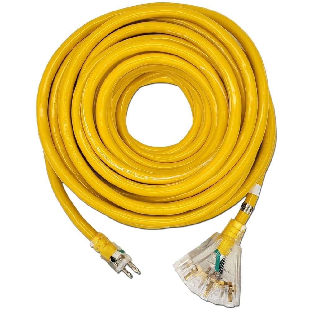 10 Gauge (10 ft, 25 ft, 50 ft, 100 ft) 3 Outlet Lighted Extension Cord – 10 Awg