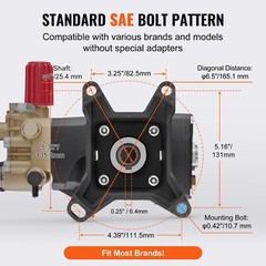 Pressure Washer Pump 1″ Shaft Horizontal Triplex Plunger 4000 PSI 4.0GPM