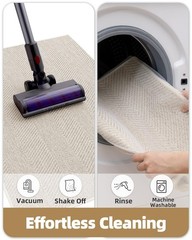 Extremely White Beige Ultra Thin Indoor Door Mat 24″x36″, Machine Washable Fr…
